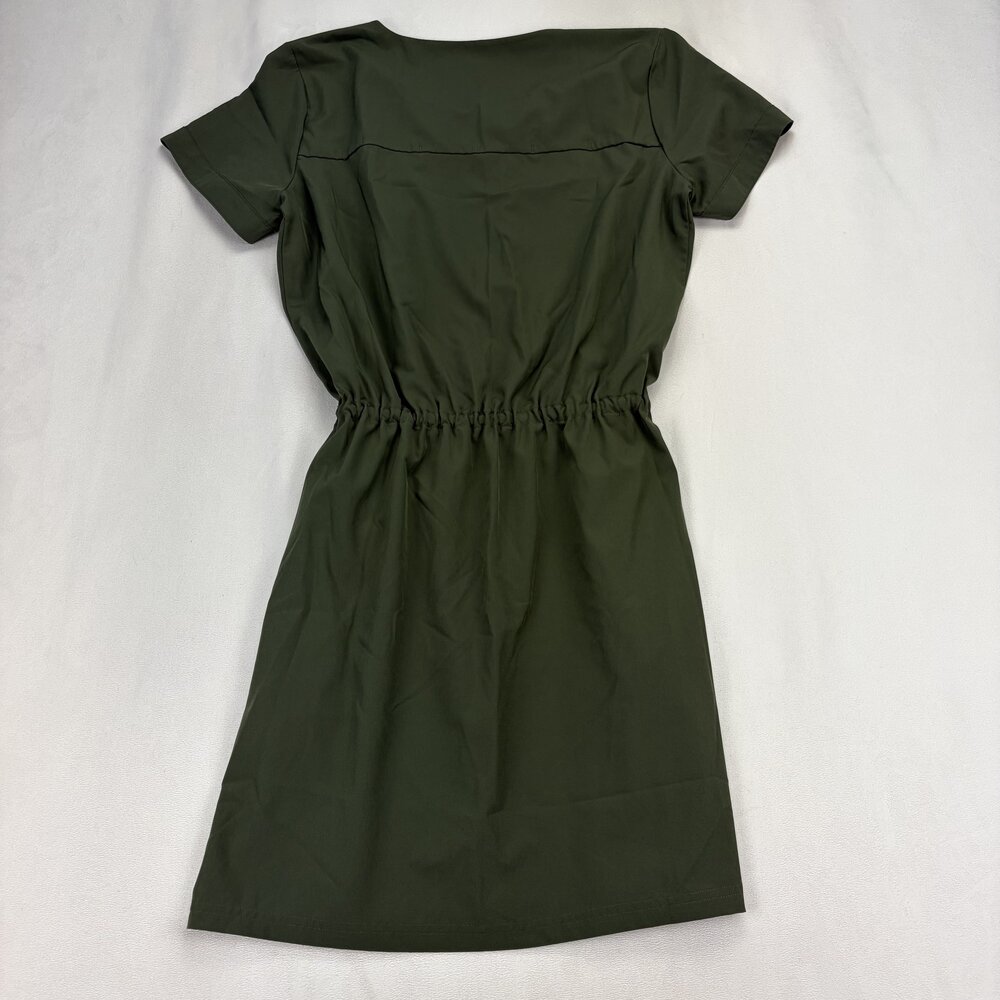 Mondetta Olive Green Drawstring Waist Short Sleeve Dress M - Picture 3 of 10